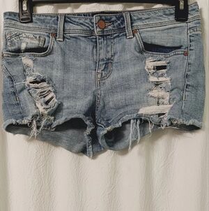 Buckle Black Cut Off Jean Shorts Womens 28 Distressed Mid Rise Festival Beach